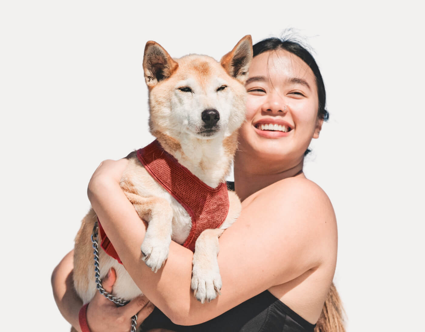 Smiling girl with a dog